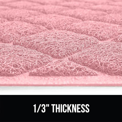 GORILLA GRIP Cat Litter Box Mat, 35x23, Water Resistant, US Designed Kitty Litter Trapping Mats, Easy to Clean, Scatter Control, Less Mess and Clean Floors, Kitten Supplies for Indoor Cats, Light Pink