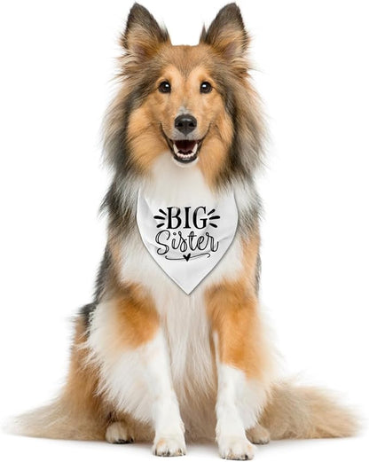 Big Sister Dog Bandana, White Dog Scarf Accessories, Pet Triangle Scarf, Pet Bandana for Small Medium Dogs, Baby Announcement Dogs Bandanas (M)