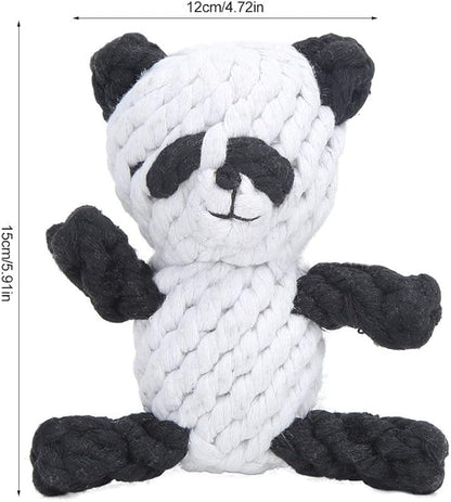 Pet Cotton Rope Biting Chewing Molar Toy, Cartoon Animal Shape & Pure Manual Weaving, Dog Rope Toys with Strong and Hard, Grind and Clean Teeth, Relieve Pressure (Panda)
