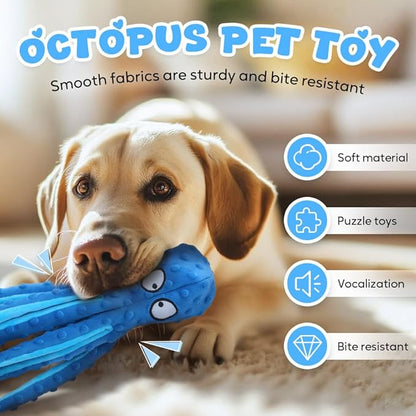 Octopus Dog Toys, No Stuffing Crinkle Dog Toys for Aggressive Chewers, Durable Interactive Chew Toys for Small, Medium and Large Dogs Training and Reduce Boredom (Orange)