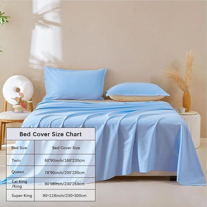 DUJUIKE Waterproof Bed Cover for Dog and Cats,Pet Hair Resistant Bed Sheet Cover, Protective Bed Liner Cover with 100% Waterproof Breathable Thin Fabric (Sky Blue, Super King 90 * 118 inch)