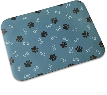 Pet Cat Dog Food Mat Non Slip Mat for Dog Water Bowl Mat Quick Dry Absorbent Cat Feeding Mat, 32 * 17 in, Blue
