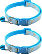 Reflective Cat Collars Breakaway with Bell Moons Stars 2 Pack Girl Boy Pet Kitten Collar Adjustable 7.5-12.5 Inch (Blue)