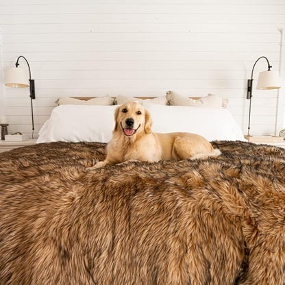 PupProtector Waterproof Throw Blanket for Dogs and Cats, Pet Blanket Cover for Couches, Sofas, Beds, Car Seats, Furniture, Calming Soft Faux Fur, Sable Brown, Original (60" L x 50" W)
