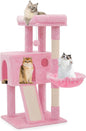 Athena Collection Cat Tree, 36 Inch Tall Cat Tree Tower for Indoor Cats, Multi-Level Cat Tower House Activity Center Climbing Tower with Cat Condo & Hammock & Scratching Post & Dangling Ball, Pink