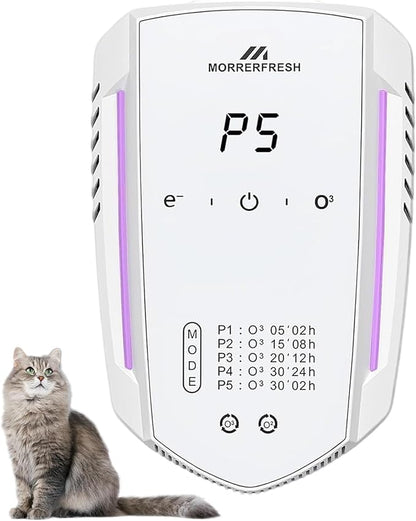 Cat Litter Deodorizer & Pet Odor Eliminator for Home, Ozone Air Purifier Plug in for Strong Dog Poof, Litter Box Deodorizer with 5 Mode for Smoke, Wardrobe, Garage, Car