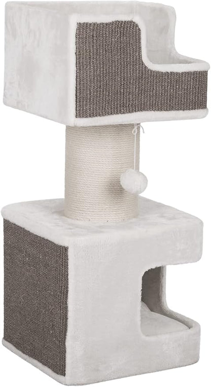Trixie Ava Cat Tree – Cat Tower with Condo & Thick Scratching Post, Includes Removable Cushions – Indoor Cat Furniture for Scratching & Climbing – Gray, 16.5" x 16.5" x 33.9"