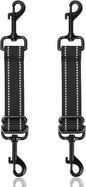 YUEPET Dog Safety Collar Clips 2 Pack Adjustable Prong Collar Backup Clips Reflective Double Ended Backup Clasp Leash Connector for Dog Harness to Collar Safety Clip(Trapezoid Black*2)