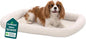 FurHaven Dog Bed for Small Dogs & Cats, Bolster Crate Pad with Soft Supportive Base for Carriers & Kennels, Machine Washable, Small, Sherpa Fleece, Cream