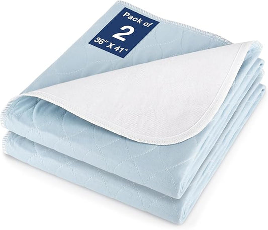 2 Packs Reusable Incontinence Bed Pad, 41" x 36" Inch Washable Pee Pads, Waterproof Bed Pad & Pet Pad, Perfect for Kids, Adults, The Elderly and Pets