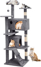 Athena Collection Cat Tree, 62 Inch Cat Tree Tower for Indoor Cats, Multi-Level Cat Tower House Activity Center with 2 Cat Condo & Scratching Post & Dangling Ball, Tall Cat Climbing Tower, Darkgray