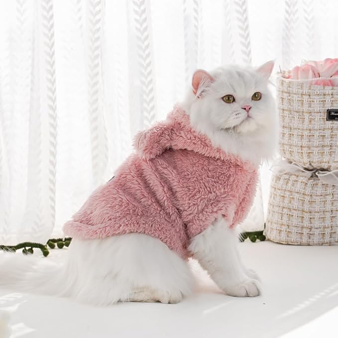 Selena Cat Bunny Ears Costume Cute Dog Kitten Hoodies Sweater Rabbit Ears Puppy Pet Apparel (Large,Pink)