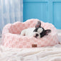 Joydeco Cloud Dog Bed for Small Dogs & Cats, Washable Pet Bed with Orthopedic Foam and Removable Checkered Plush Pad, Non-Slip Bottom for Indoor Puppies and Kittens, 27x24 Inch, Pink