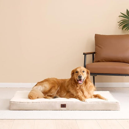 EHEYCIGA Orthopedic Dog Beds for Large Dogs with Removable Washable Cover for Crate, Camel, 35x23