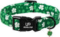 St. Patrick's Day Dog Collar, UP URARA PUP Shamrock Adjustable Pet Collar with Quick Release, St. Patrick's Day Dog Accessories for Small Medium Large Dogs