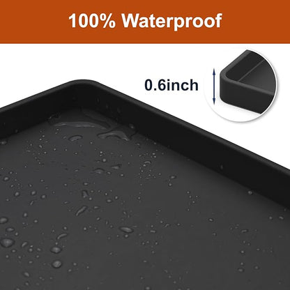 Extra Thick Silicone Mat Waterproof with Raised Edge 34" x 22", Under Sink Mat for Kitchen & Bathroom, Kitchen Cabinet Liner, Multi-Purpose for Storage & Protection, Black