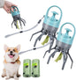 Quick Scoop Poop Scooper, Portable Dog Pooper Scooper, Easy Claw Pick up Tool for Dogs, Leak-Proof Waste Bag Holder for Outdoor Walks (Blue+Blue)
