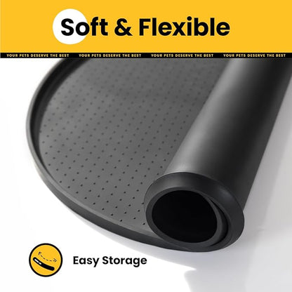 Dog Food Mat,Raised Edges Pet Food Mats for Spill Containment,BPA-Free Silicone Cat Dog Feeding Mat for Floor Waterproof,Rubber Pet Placemats for Food and Water Bowls 1/2 Inch