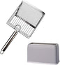 Cat Litter Scoop, Metal Scooper, Deep Shovel, Ergonomic Handle, Kitten Poop Sifting, Durable, Heavy Duty Speed Sifter, for Litter Box （Silvery-Gray）