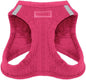 Best Pet Supplies - All Weather Plush, Reflective, No Pull Harness for Small, Medium Dogs, Cats - Secure with Hook & Loop Fastener, Buckle, Double D-Rings - Fuchsia Corduroy, M