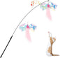 Pawaboo Feather Teaser Cat Toy, Interactive Feather Wand Cats Toy Flying Feathers Cat Catcher with Extra Long 34.5" Wand and Small Bell, Exerciser Playing Toys for Kitten or Cats, Pink Butterfly