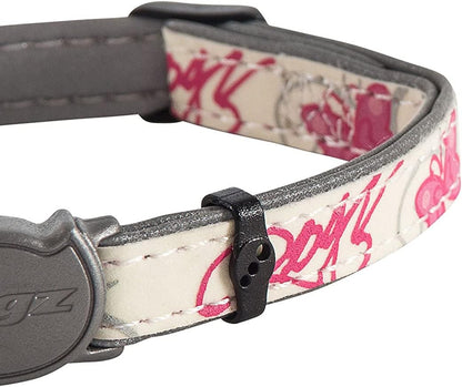 ROGZ CB09-K Glow in the Dark Reflective Cat Collar with Breakaway Clip and Removable Bell, fully adjustable to fit most breeds, Pink Butterfly Design