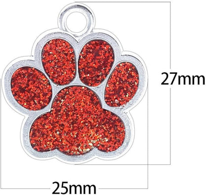 Cute Personalized Pet Name Tags for Cats/Dogs - Glitter Custom pet id tag, Dog id Tags Engraved for Pets, Customizable cat tag, pet Collar Charms, Dog Name tag (Paw-Shaped-Small: Blue)