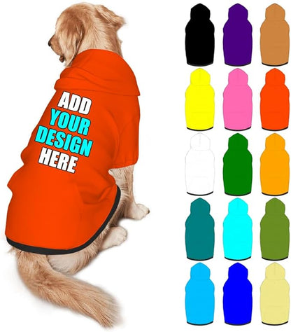 Personalized Dog Hoodie Customized with Name Photo Pet Warm Sweater Hoodie for Medium Large Dogs & Cat Puppy, OrangeRed, L
