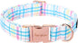 Unique style paws Dog Collar Metal Buckle Blue Pink Grid Collar Gift Durable Cute Collar for Small Medium Large Boys Girls Dogs