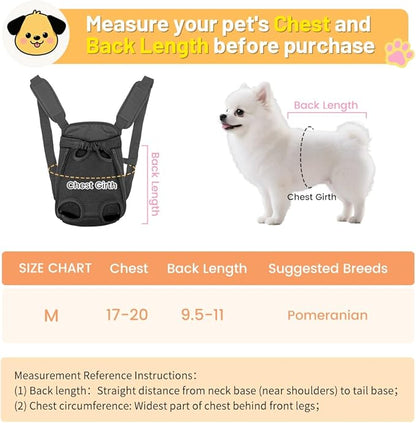 Inspack Dog Backpack Carrier/Cat Carrier, Adjustable Pet Front Carriers Travel Bag for Puppy Medium Dogs, Legs Out, Soft Ventilated Dog Chest Carry Backpacks for Hiking/Camping, 4-7 lbs, Black