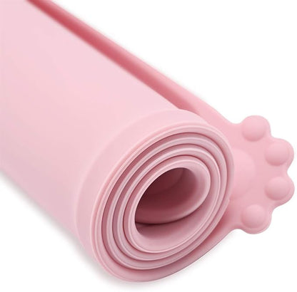 Silicone Waterproof Dog Cat Pet Feeding Mats, Non Slip, Easy Clean Pet Dog Cat Bowl Mats Placemat (28" x 24") Pink