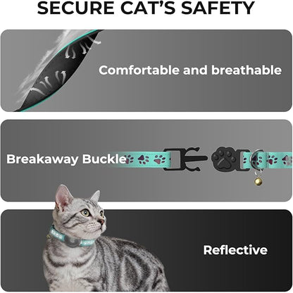 AirTag Cat Collar, Breakaway Cat Tracker Collar, Airtag Holder Compatible with Apple Air Tag, [Lightweight & Scratch Resistant] Adjustable Comfortable GPS Pet Collar for Cats Kittens, Blue