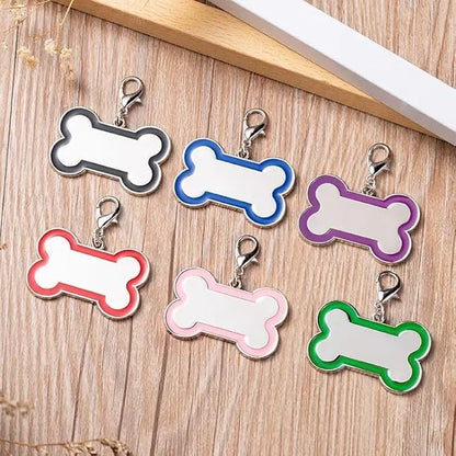 Double-Sided Personalized Dog Tags for Pets - pet ID tag, Laser Engraved Dog tag, Name tag for Dog Collar, Dog Tags for Large Dogs (Blue, Bone-Shaped-Large)