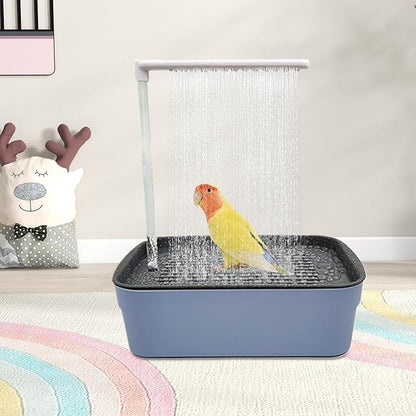 Parrot Bathtub, Automatic Circulating Water Bird Shower Pet Bird Bath for Cockatiel, Power Plug for Small Medium Birds Parakeets Cockatiel African Grey Lovebird (Dark Blue)