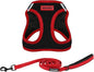 Best Pet Supplies Voyager Step-in Air All Weather Mesh Harness and Reflective Dog 5 ft Leash Combo with Neoprene Handle, for Small, Medium and Large Breed Puppies - Red Trim, M