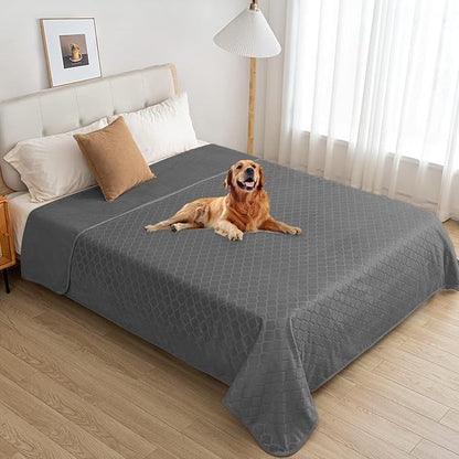 fuguitex Waterproof Dog Blanket Bed Cover Dog Crystal Velvet Moroccan Fuzzy Cozy Plush Pet Blanket Throw Blanket for Couch Sofa(68 * 82 inch, Dark Grey+Grey)