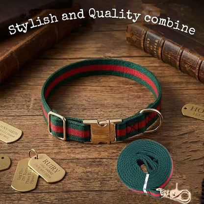 Premium Dog Collar, Cute Dog Collars Luxury Style, Durable Pet Collars and Dog Leash with Metal Buckle Safety for Big Dogs
