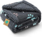 Luciphia Waterproof Pet Blankets for Couch Sofa Bed Cover Cat Liquid Pee Proof Washable Soft Fluffy Large Dog Blanket Reversible Furniture Protection Puppy Grey Paw Thicken Medium（57" x 40"）