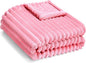 Soft Fleece Baby Blanket Ultra Cozy Pink Baby Blankets for Girls Warm and Lightweight Infant Toddler Newborn Receiving Gift with Reversible Stripes for Crib Stroller, 30x40 Inch, Dark Pink