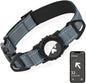 Joytale Airtag Dog Collar, Reflective Pet Collar with Waterproof AirTag Holder, Dual D-Rings, Soft Padded Adjustable for Large Dogs, Gray, L