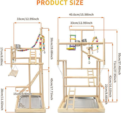 Bird Playground, Playstand for Parrot Cage Accessories (4 Ladder)