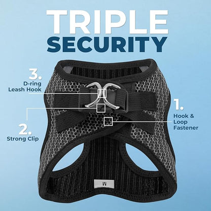 Best Pet Supplies Voyager Step-in Air Harness - All Weather Mesh, Reflective, No Pull Harness for Dogs, Cats - Secure with Hook & Loop Fastener, Buckle, Double D-Rings - Gray 2-Tone, L