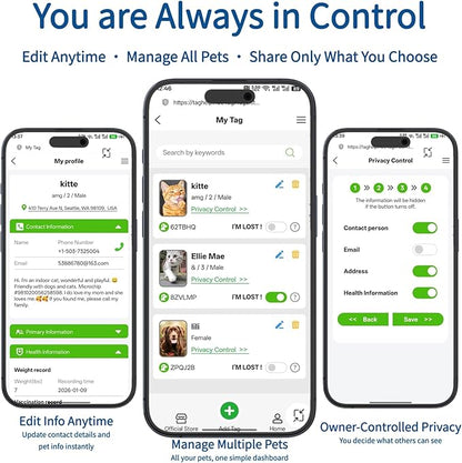 Peace of Mind for Cat Owners: 2-Pack QR ID Tags. The Microchip Backup That Talks. Scan for Instant Contact & Medical Info - Always Free (Blue&Blue, for cat - 1")