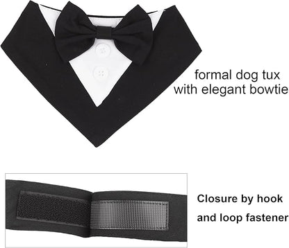 ADOGGYGO Formal Dog Tuxedo Bandana, XS, Black (Wedding, Birthday Costume)