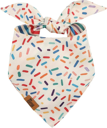 Birthday Dog Bandanas Extra Large, Reversible Colorful Confetti Sprinkles Stripes, Soft Breathable Adjustable Scarf for Large Extra Large Dogs, Boy Girl Party Outfit Accessory Gift