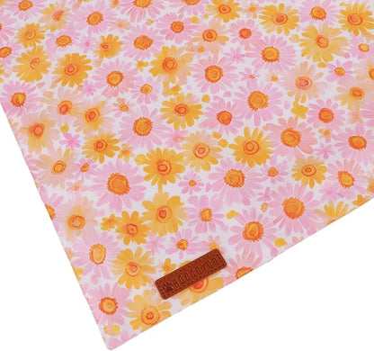 ADOGGYGO Floral Dog Bandanas 2 Pack, Daisy Flower Pet Scarf, Premium Fabric, Adjustable Fit Spring Summer Floral Bandanas for Extra Large Dogs (X-Large)