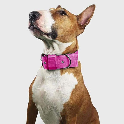Heavy Duty Tactical Dog Collar - 1.5" Width Military Durable Thick Nylon with Adjustable Metal D Ring & Buckle Working Training K9 Collar for Medium Large Dogs (L(20"-23"), Hot Pink)