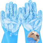 Dog Washing Gloves for Shedding & Bathing - 5-Finger Deshedding & Massage Gloves for Dogs & Cats, Reusable Heat-Resistant Silicone Brush Gloves, Gentle Hair Removal & Bathing Aid (Pair) (Blue)