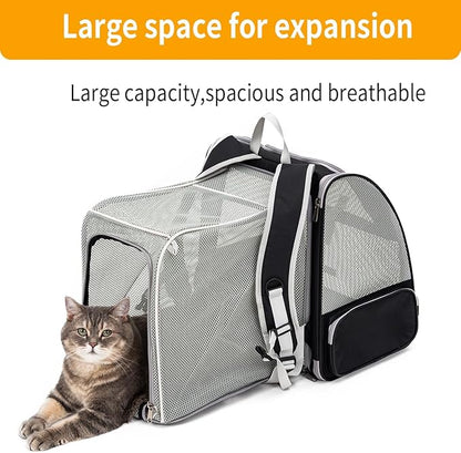 Cat Backpack，Expandable Cat Carrier Backpack, Dog Backpack Carrier and Pet Carrier Backpack, Suitable for Cats, Kittens or Small Dogs, Travel Friendly Puppy Cats Bag (Black)