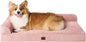 EHEYCIGA Large Dog Bed Memory Foam for Crate, Orthopedic Dog Bed Large Size Dogs with Washable Removable Cover, Waterproof Pet Sofa Couch with Nonskid Bottom, 35x22x6, Pink